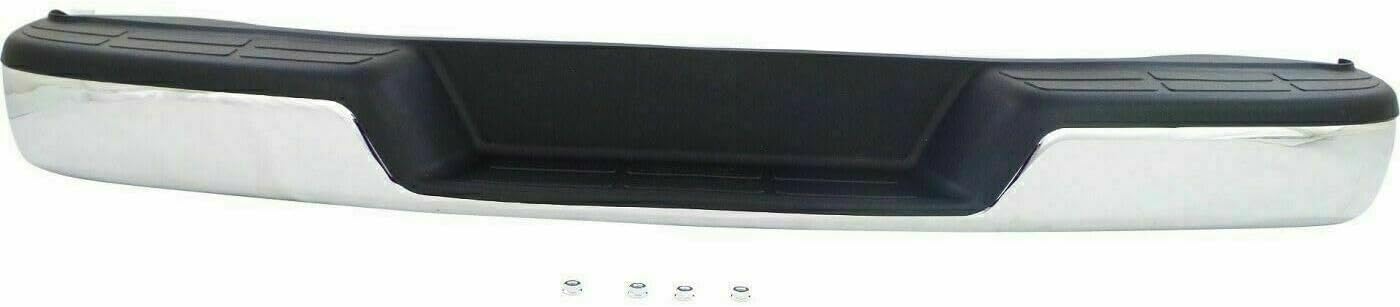 Front & Rear Bumper Chrome Steel + Upper Cover Textured Direct Replacement Compatible With 2003-2023 Chevrolet Express/GMC Savana 1500 2500 3500 GM1103142 GM1000693 GM1002459