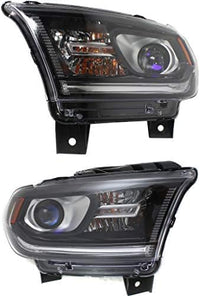 Set Of 2 Front Head Light Assembly With Black Interior Halogen Right Passenger & Left Driver Side Direct Replacement Compatible With 2014-2017 Dodge Durango CH2503255 CH2502255
