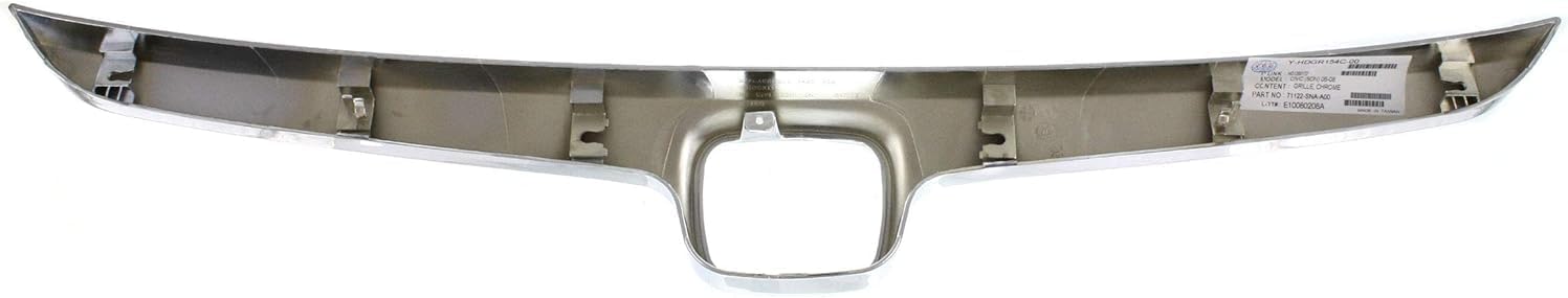 Front Grille Molding Chrome Direct Replacement Compatible With 2006-2008 Honda Civic HO1200172 71122SNAA00