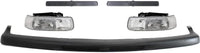Front Bumper Face Bar Upper Cover + Headlights Assembly + Moldings Left Driver & Right Passenger Side Direct Replacement Compatible With 2000-2006 Chevrolet Tahoe/Suburban GM1051103