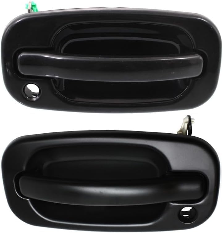 Set of 2 Front Exterior Door Handle Smooth Black Left Driver & Right Passenger Side Direct Replacement Compatible with 1999-2006 Chevrolet Silverado/GMC Sierra GM1311140 GM1310140