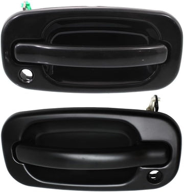 Set of 2 Front Exterior Door Handle Smooth Black Left Driver & Right Passenger Side Direct Replacement Compatible with 1999-2006 Chevrolet Silverado/GMC Sierra GM1311140 GM1310140
