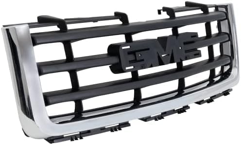 Front Grille Chrome Shell With Painted Black Insert Direct Replacement Compatible With 2007-2013 GMC Sierra 1500 GM1200573 22761792