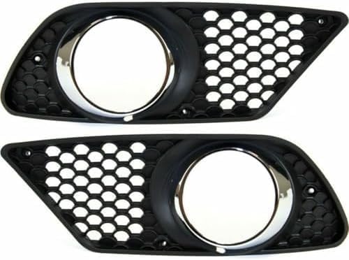 Set Of 2 Front Fog Light Molding Primed Plastic Left Driver & Right Passenger Side Direct Replacement Compatible With 2008-2011 Mercedes Benz C-Class MB1039118 MB1038118