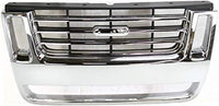 Front Grille Chrome Shell With Black Insert Plastic Direct Replacement Compatible With 2006-2010 Ford Explorer / 2007-2010 Sport Trac FO1200477 8L2Z8200CA