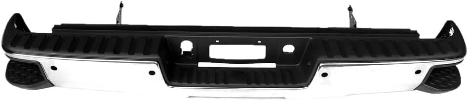 Rear Bumper Assembly Chrome Steel With Sensor Holes & Corner Hole Direct Replacement Compatible With 2014-2018 Chevrolet Silverado/GMC Sierra 1500 Pickup GM1103175 GM1103179