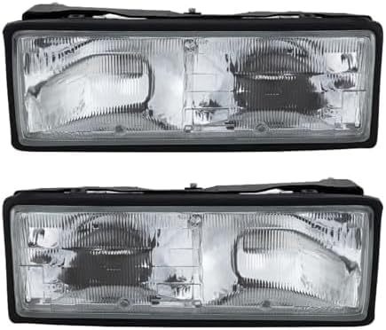 Set Of 2 Front Headlight Assembly Halogen Right Passenger & Left Driver Side Direct Replacement Compatible With 1987-1990 Chevrolet Caprice GM2502108 GM2503110 16513075 16513076