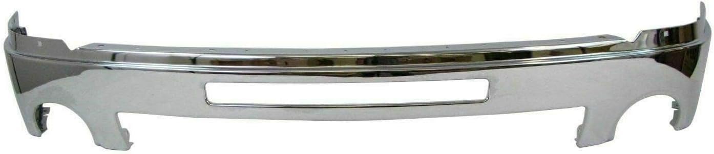 Front Bumper Chrome Steel + Hood Molding + Upper Cover + Lower Valance Primed Direct Replacement Compatible With 2007-2010 GMC Sierra 2500HD 3500HD GM1000873 GM1002834 GM1092218