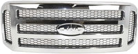 Front Grille Chrome Shell & Painted Gray Insert Direct Replacement Compatible With 2005 Ford Excursion / 2005-2007 F-Series Super Duty FO1200456 5C3Z8200BAA