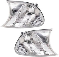 Set Of 2 Front Corner Parking Light Lens And Housing Right Passenger & Left Driver Side Direct Replacement Compatible With 2000-2001 BMW 3-Series BM2520108 BM2521108 63126904307-PFM