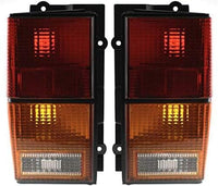 Set Of 2 Tail Light Assembly Plastic Lens And Housing Left Driver & Right Passenger Side Direct Replacement Compatible With 1984-1996 Jeep Cherokee CH2801106 CH2800105