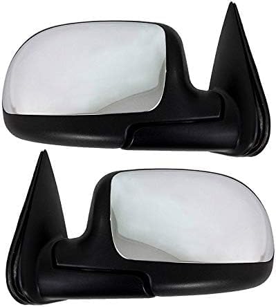 Set Of 2 Front Power Mirrors Manual Folding Non-Heated Chrome Left Driver & Right Passenger Side Direct Replacement Compatible With 1999-2002 Chevrolet Silverado/GMC Sierra GM1320174
