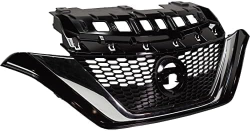 Front Grille Primed Insert Plastic With Chrome Molding Direct Replacement Compatible With 2017-2019 Nissan Versa Note NI1200290 623109ME0A