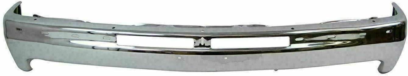 Front Bumper Chrome Steel + Upper Cover + Lower Valance + Brackets Set Left & Right Side Direct Replacement Compatible With Chevrolet Silverado 1500 1999-2002 / Tahoe 2000-2006