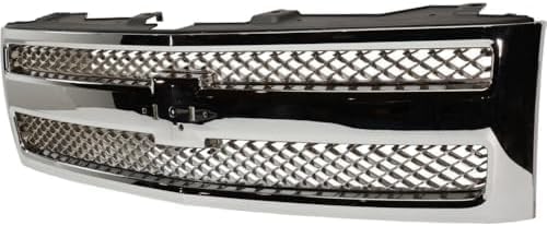 Front Bumper Impact Bar Steel + Grille + Lower Valance Air Deflector + Headlight + End Caps Left & Right Side Direct Replacement Compatible With 2007-2013 Chevrolet Silverado 1500