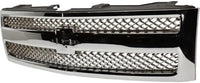 Front Bumper Impact Bar Steel + Grille + Lower Valance Air Deflector + Headlight + End Caps Left & Right Side Direct Replacement Compatible With 2007-2013 Chevrolet Silverado 1500