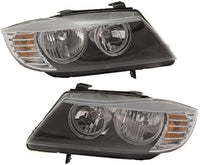 Set Of 2 Front Headlight Lens And Housing Halogen Right Passenger & Left Driver Side Direct Replacement Compatible With 2009-2012 BMW 3-Series BM2518123 BM2519123 63117202578