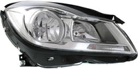 Set Of 2 Front Head Light Assembly Chrome Interior With Corner Lamp Plastic Left Driver & Right Passenger Side Direct Replacement Compatible With 2012-2014 Mercedes Benz C-Class