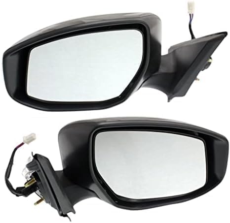Set Of 2 Front Power Mirror Manual Folding Heated Primed Plastic Left Driver & Right Passenger Side Direct Replacement Compatible With 2013-2018 Nissan Altima NI1321225 NI1320225