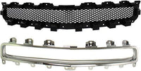 Front Upper Grille Primed Shell And Insert + Molding Chrome Direct Replacement Compatible With 2008-2012 Chevrolet Malibu GM1200601 GM1210114 15823699 15823701
