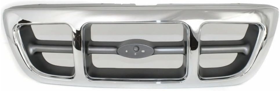 Front Grille Chrome Shell & Gray Insert Direct Replacement Compatible With 1988-2000 Ford Ranger FO1200341 F87Z8200KAA