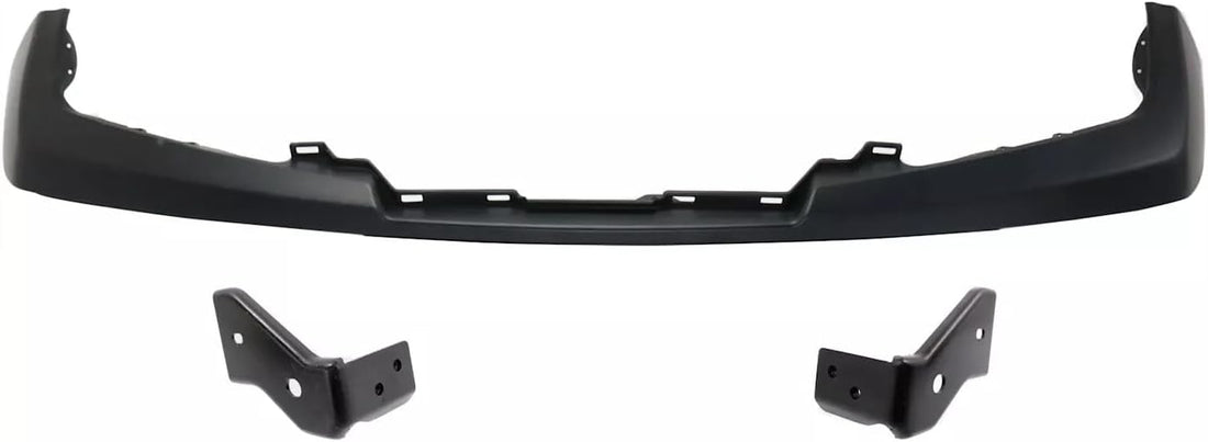 Front Bumper Upper Cover Primed Steel + Stay Brackets Right Passenger & Left Driver Side Direct Replacement Compatible With 2009-2019 Nissan Frontier NI1014100 NI1042100 NI1043100