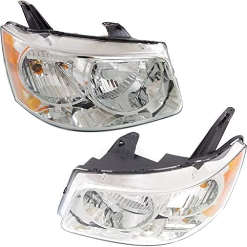 Set Of 2 Front Head Light Assembly Plastic Left Driver & Right Passenger Side Direct Replacement Compatible With 2006-2009 Pontiac Torrent GM2502284 GM2503284 15890727 15890728