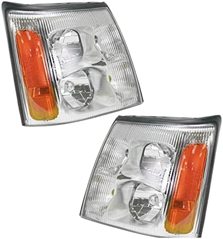 Set of 2 Front Head Light Lens And Housing Left Driver & Right Passenger Side Direct Replacement Compatible With 2003-2006 Cadillac Escalade GM2502236 GM2503236 19208222 19208223