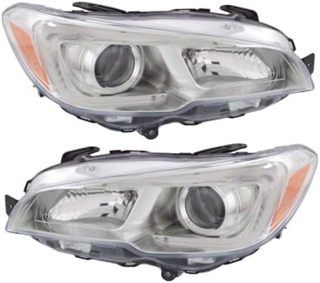 Set Of 2 Front Head Light Assembly Plastic Left Driver & Right Passenger Side Direct Replacement Compatible With 2015-2021 Subaru WRX/STI SU2503152 SU2502152 84001VA021 84001VA031