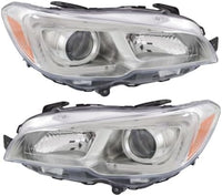 Set Of 2 Front Head Light Assembly Plastic Left Driver & Right Passenger Side Direct Replacement Compatible With 2015-2021 Subaru WRX/STI SU2503152 SU2502152 84001VA021 84001VA031