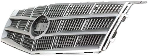 Front Grille Assembly Chrome Plastic Shell With Painted Silver Insert Direct Replacement Compatible With 2008-2011 Cadillac CTS GM1200616 25896043