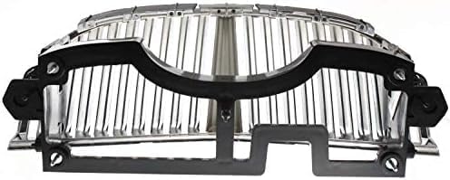Front Grille Chrome Shell With Silver Insert Direct Replacement Compatible With 1998-2002 Lincoln Town Car FO1200349 XW1Z8200AA