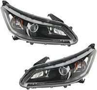 Set Of 2 Front Headlight Assembly Halogen Right Passenger & Left Driver Side Direct Replacement Compatible With 2013-2015 Honda Accord HO2503151 HO2502151 33100T2AA01 33150T2AA01