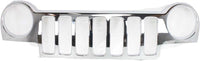 Front Grille Bright Chrome Plastic Direct Replacement Compatible With 2002-2004 Jeep Liberty 55156608AB-PFM