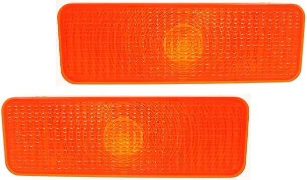 Set Of 2 Front Turn Signal Light Plastic Left Driver & Right Passenger Side Direct Replacement Compatible With 1980-1986 Ford Ford F-Series FO2520101 E1TZ13200A