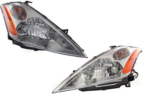 Set Of 2 Front Head Light Assembly With Chrome Interior Left Driver & Right Passenger Side Direct Replacement Compatible With 2003-2007 Nissan Murano NI2502155 NI2503155