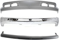 Front Bumper Chrome Steel + Upper Cover + Lower Valance + Brackets Set Left & Right Side Direct Replacement Compatible With Chevrolet Silverado 1500 1999-2002 / Tahoe 2000-2006