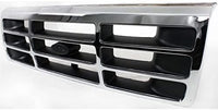 Front Grille Chrome Shell With Plastic Insert Direct Replacement Compatible With 1992-1997 Ford F-Series FO1200173 F4TZ8200A