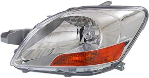 Set Of 2 Front Head Light Assembly Lens And Housing Plastic Left Driver & Right Passenger Side Direct Replacement Compatible With 2007-2011 Toyota Yaris TO2518108 TO2519108