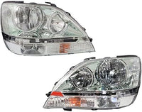 Set Of 2 Front Headlight Assembly Chrome Interior Right Passenger & Left Driver Side Direct Replacement Compatible With 2001-2003 Lexus RX300 LX2502104 LX2503104 8115048080 8111048080