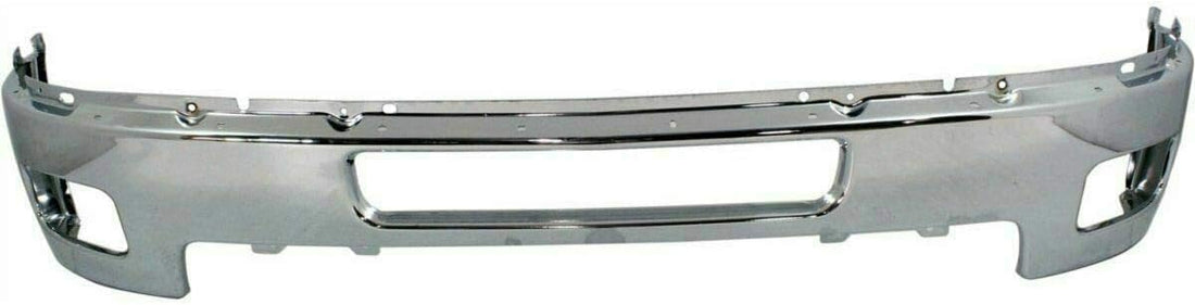 Front Bumper Chrome + Fog Lights Assembly + Impact Brackets Left Driver & Right passenger Side Direct Replacement Compatible With 2011-2014 Chevrolet Silverado 2500HD 3500HD GM1002837