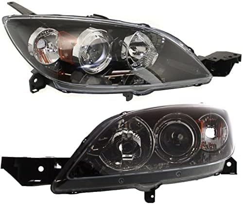 Set Of 2 Front Head Light Lens And Housing Halogen Right Passenger & Left Driver Side Direct Replacement Compatible With 2004-2009 Mazda 3 MA2518107 MA2519107 BN8F510L0E BN8F510K0E