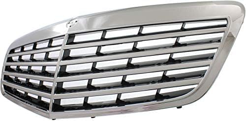 Front Grille Assembly Chrome Shell With Primed Insert Plastic Direct Replacement Compatible With 2010-2013 Mercedes Benz S-Class MB1200156 22188004839040