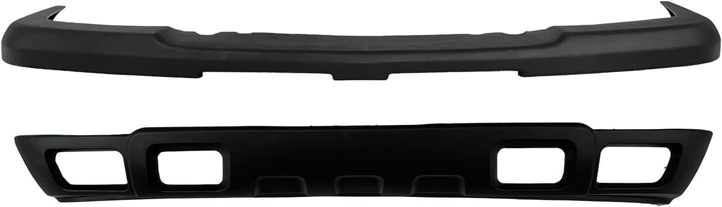 Front Bumper Primed + Upper Cover + Lower Valance Textured + Outer Brace Bracket Left & Right Side Direct Replacement Compatible With 2003-2006 Chevrolet Silverado 1500
