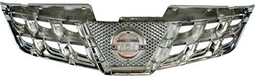 Front Grille Chrome Shell With Black Insert Plastic Direct Replacement Compatible With 2011-2013 Nissan Rogue / 2014-2015 Select NI1200249 623101VK0A