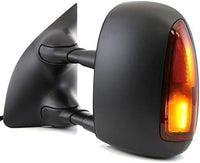 Front Power Towing Mirror Manual Folding Heated Textured Plastic Left Driver Side Direct Replacement Compatible With 1999-2007 Ford F-Series Super Duty / 2000-2005 Excursion