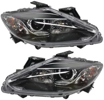Set Of 2 Front Head Light Assembly Plastic Left Driver & Right Passenger Side Direct Replacement Compatible With 2013-2015 Mazda CX-9 REPM100397 REPM100398