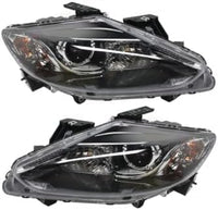 Set Of 2 Front Head Light Assembly Plastic Left Driver & Right Passenger Side Direct Replacement Compatible With 2013-2015 Mazda CX-9 REPM100397 REPM100398