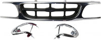 Front Grille Chrome Shell With Silver Gray Insert Plastic With Headlight Bezels Direct Replacement Compatible With 1995-2001 Ford Explorer FO1200316 F87Z8200NAD