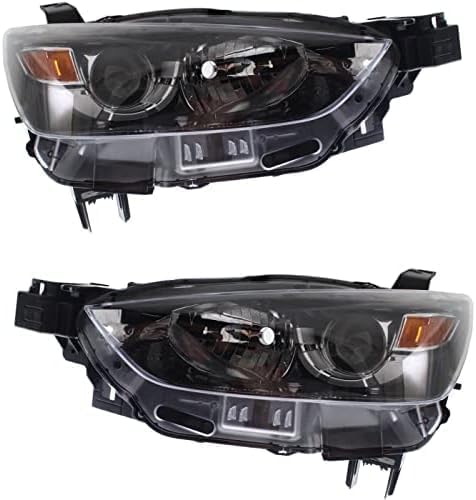 Set Of 2 Front Headlight Lens And Housing Halogen Right Passenger & Left Driver Side Direct Replacement Compatible With 2016-2022 Mazda CX-3 MA2519173 MA2518173 DB4N510K0A DB4N510L0A